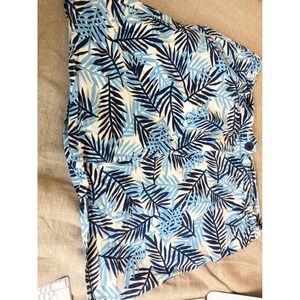 White Stag Blue Tropical Palm Leaf Print Skort Womens 12 Mini Skirt Shorts Cotto